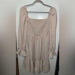 Champagne puffy sleeve short dress